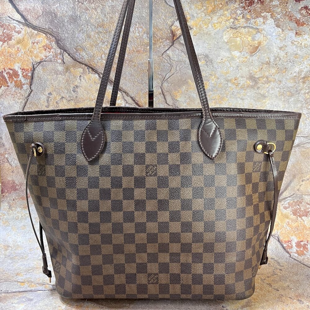 Louis Vuitton Neverfull MM Tote Bag Damier Brown Shoulder Bag
